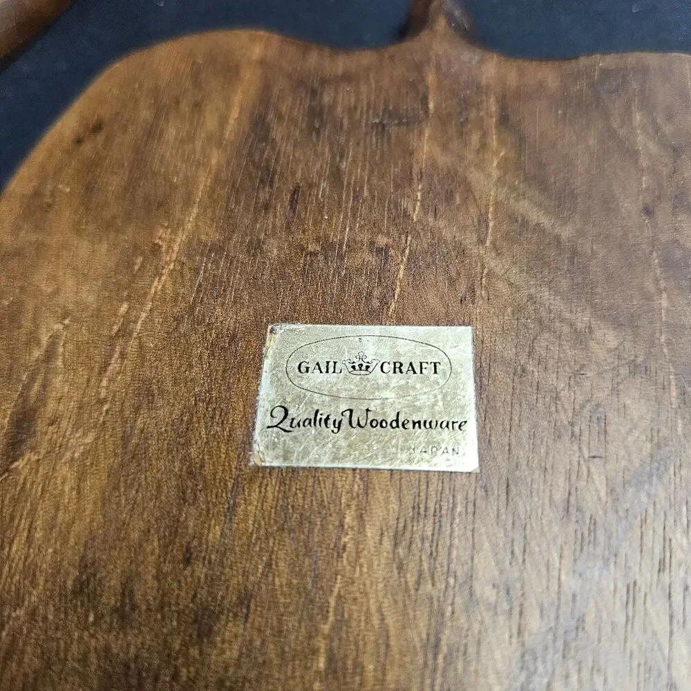 Set 5 Midcentury Wooden Apple Snack Drink Plate, Vtg Gail Craft Party Plates 6x8